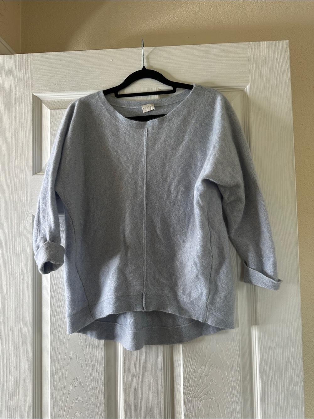 Poetry Light Gray Crewneck Pullover Sweater